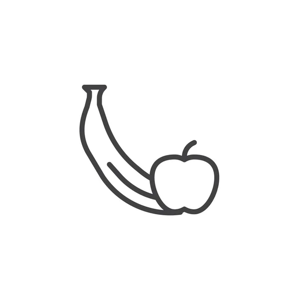 Яблоко с иконой банановой линии — стоковый вектор