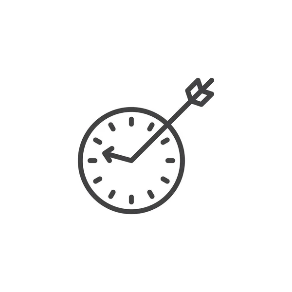 Clock and bow arrow line icon — Stock Vector