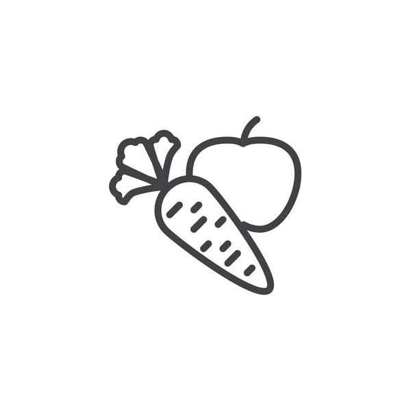 Manzana con la línea de zanahoria icono — Vector de stock