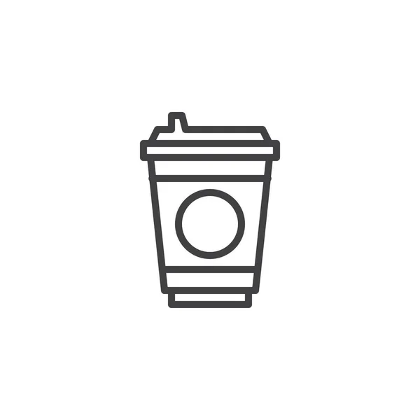 Café ícone de linha copo de plástico —  Vetores de Stock