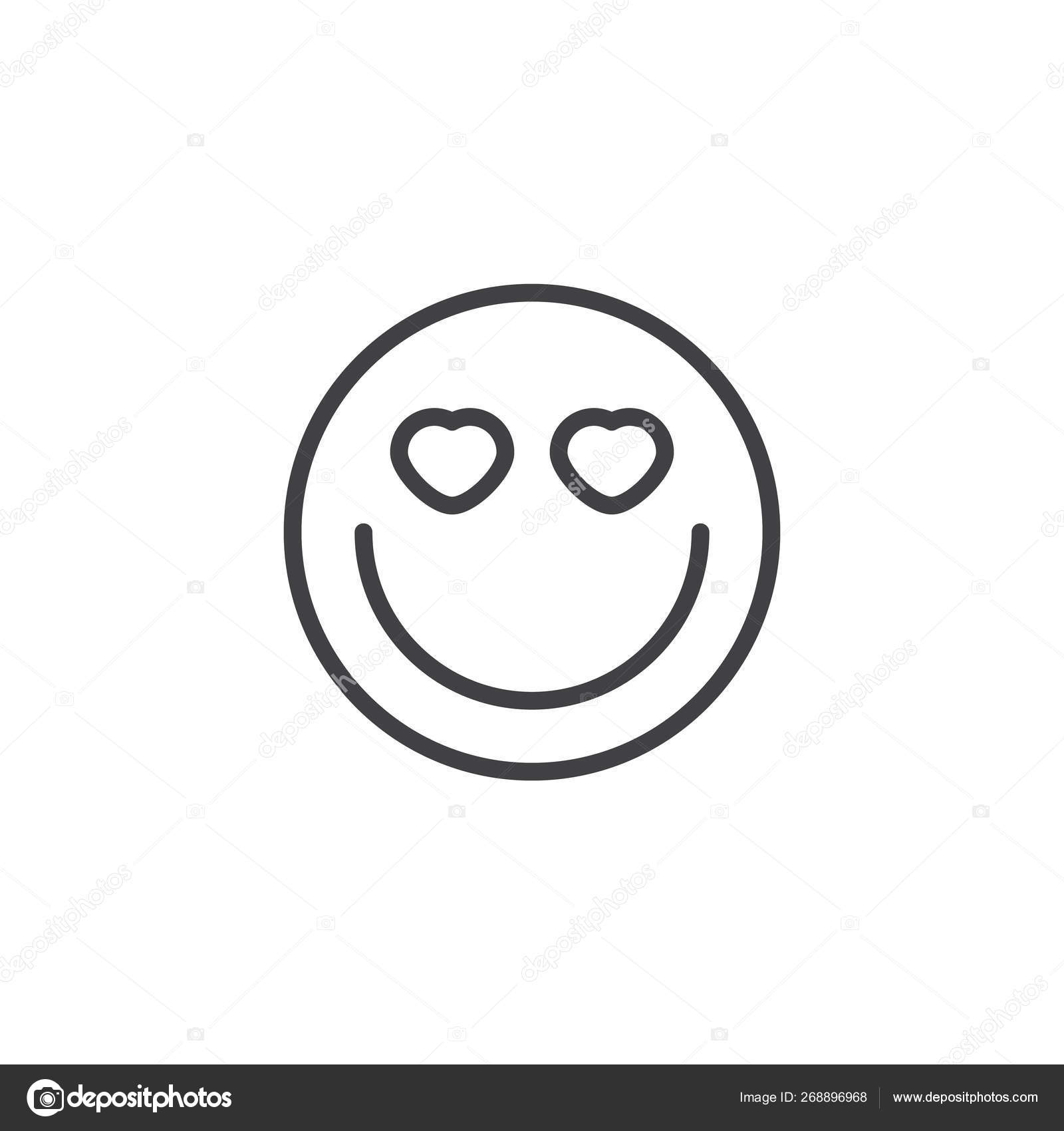 Smiling Face With HeartEyes emoji line icon Stock Vector Image by
