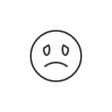 Mutsuz yüz emoji çizgi simgesi