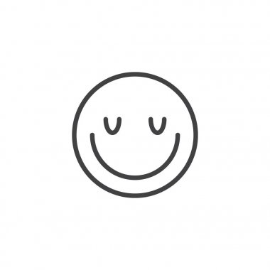 Memnun yüz emoji satır simgesi