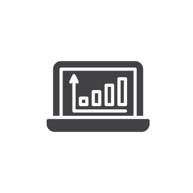 Dizüstü bilgisayar ekranı vektör simgesindeki istatistik diyagramı