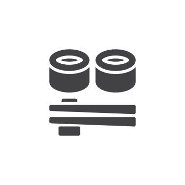 Yemek çubukları vektör simgesi ile Sushi rulo