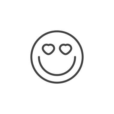 Kalp-Gözleri ile Gülen Yüz emoji çizgi simgesi
