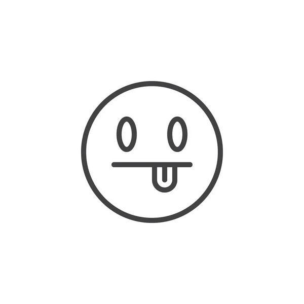 Cara emoji con el icono de la línea de la lengua atascada — Archivo Imágenes Vectoriales