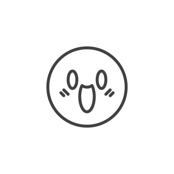 Skrämmande ansikte uttryckssymbol linje ikon — Stock vektor