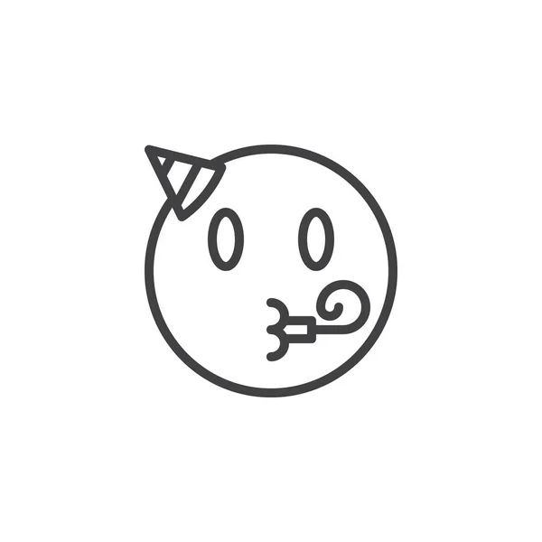 Emoji-Gesicht mit Party-Gebläse und Hutschnur-Symbol — Stockvektor