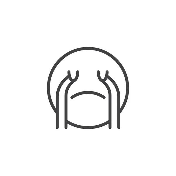 Hangosan síró Face Emoji vonal ikon — Stock Vector