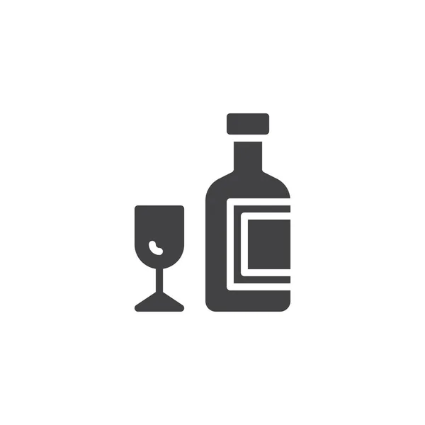 Wine bottle with glass vector icon — 스톡 벡터