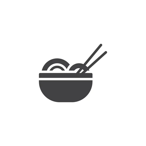 Noodles bowl and chopsticks vector icon — Stock Vector