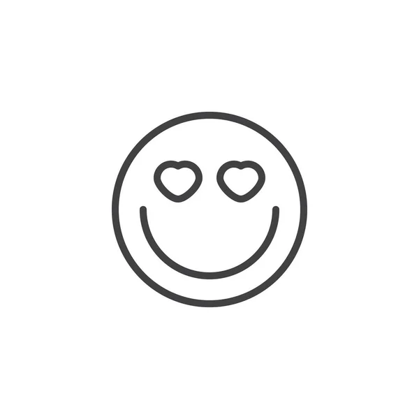 Cara sonriente con corazón-ojos emoji línea icono — Vector de stock