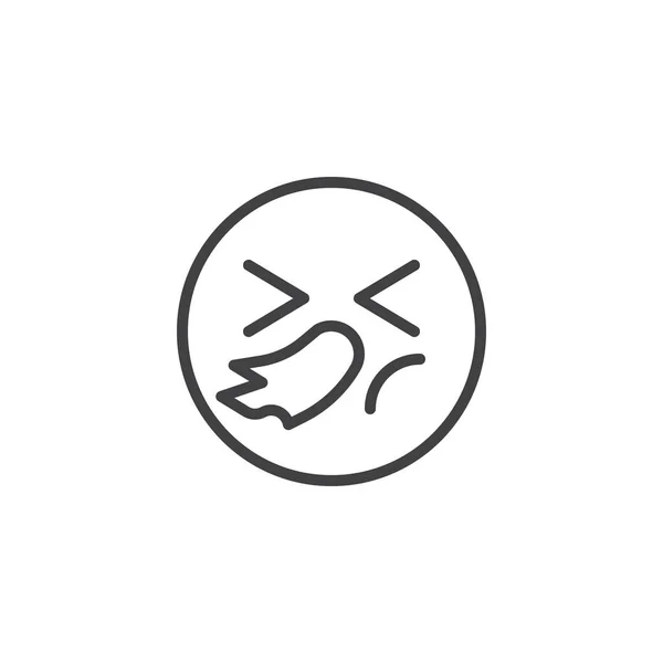 Sneezing arc Emoji vonal ikon — Stock Vector