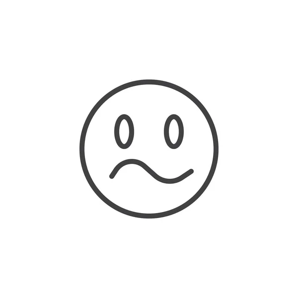 Verwirrtes Gesicht Emoji Linie Symbol — Stockvektor
