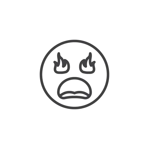 Angry devil face emoji line icon — Stock Vector