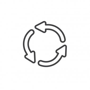 Üç dairesel oklar çizgi simgesi