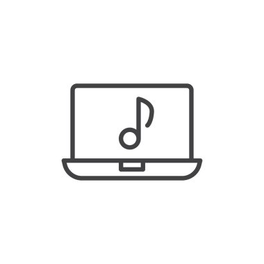 Dizüstü bilgisayar ve müzik nota satırı simgesi