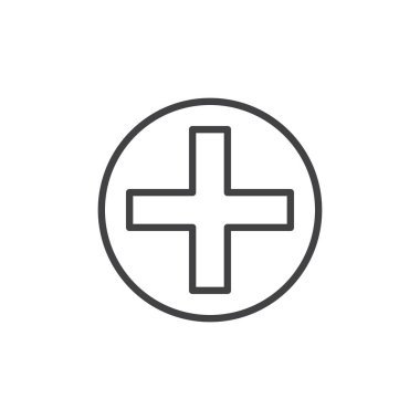 Dairesel çizgi simgesinde tıbbi haç