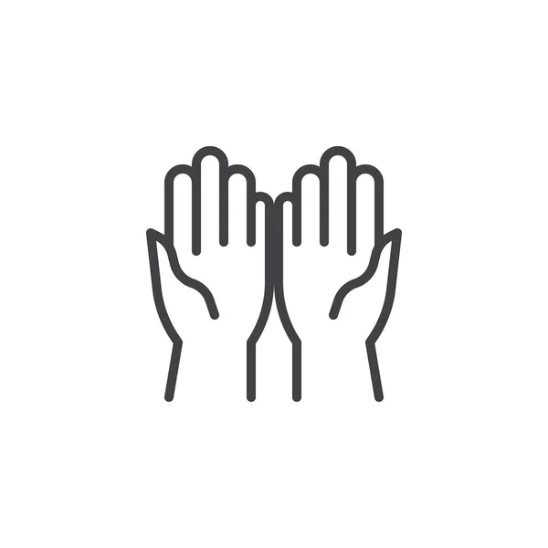 Oración manos línea icono — Archivo Imágenes Vectoriales