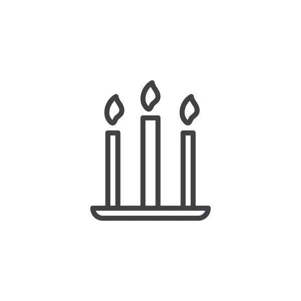 Tres velas icono de línea — Vector de stock