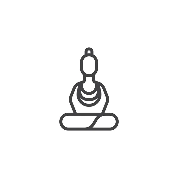 Buddha Statue Linie Ikone — Stockvektor