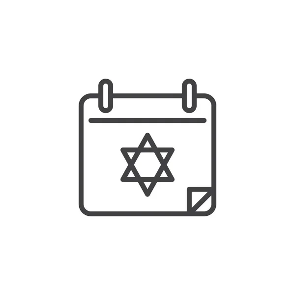 Hanukkah calendário ícone de linha de dia — Vetor de Stock