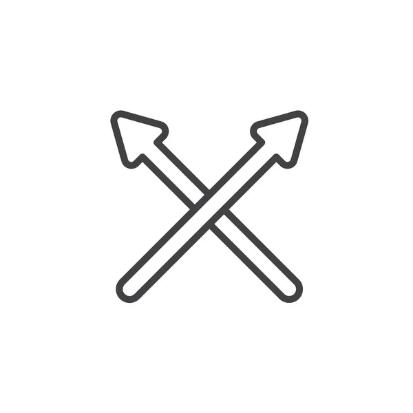 Flechas cruzadas icono de línea — Vector de stock