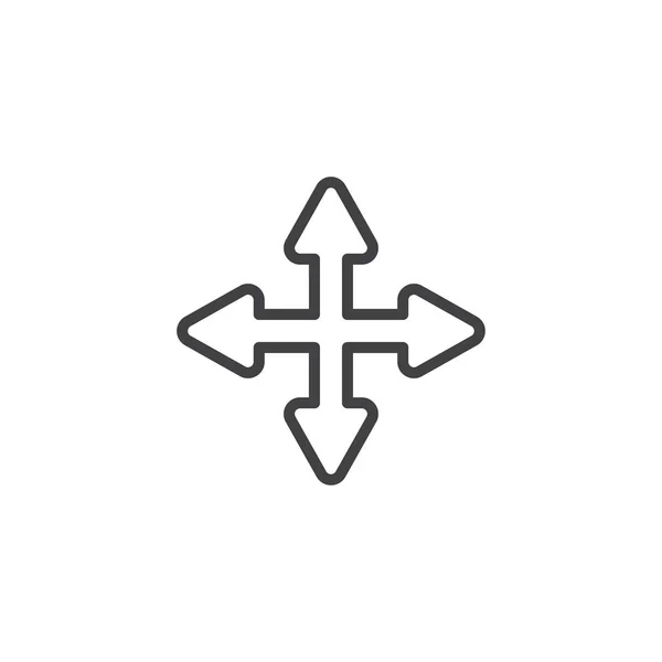 Ikony čáry se čtyřmi směry šipky — Stockový vektor