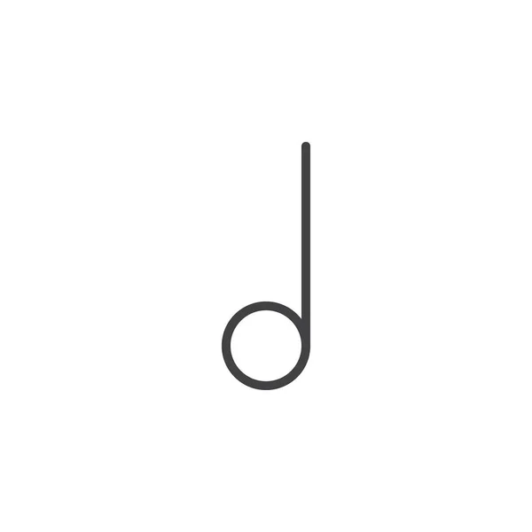 Halv musik anteckning linje ikon — Stock vektor