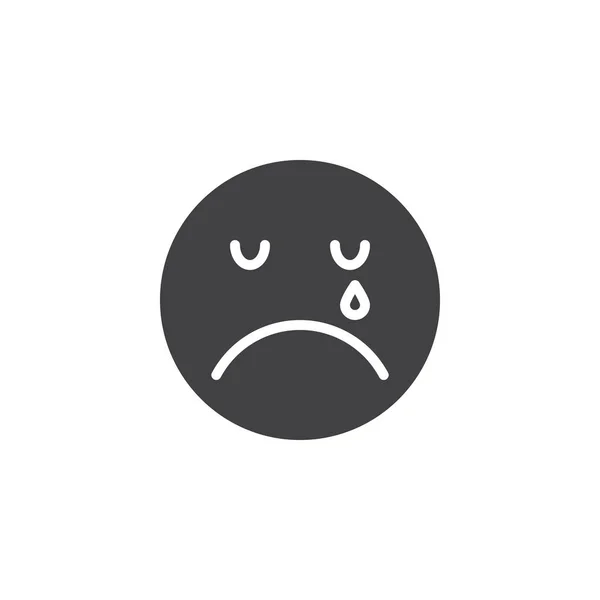 Crying face emoticon vector icon — Stock Vector