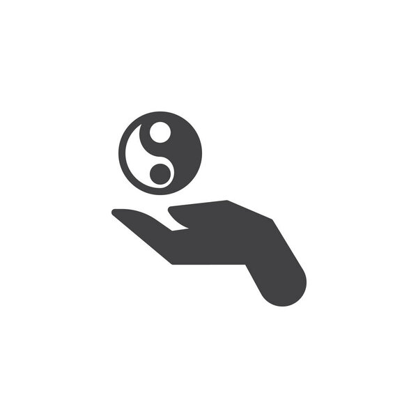 Hands holding yin yang vector icon