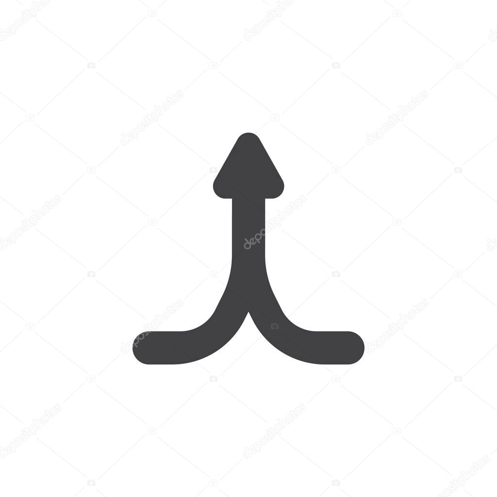 Merged arrow vector icon. filled flat sign for mobile concept and web design. Double arrow up glyph icon. Symbol, logo illustration. Vector graphics