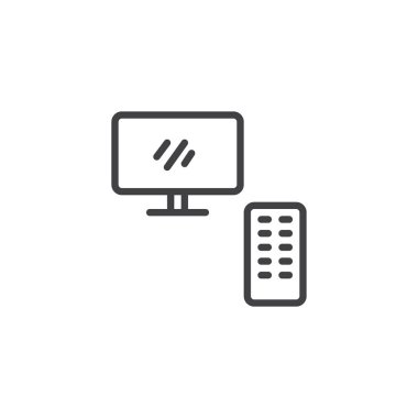 Tv ve uzaktan kumanda çizgisi simgesi