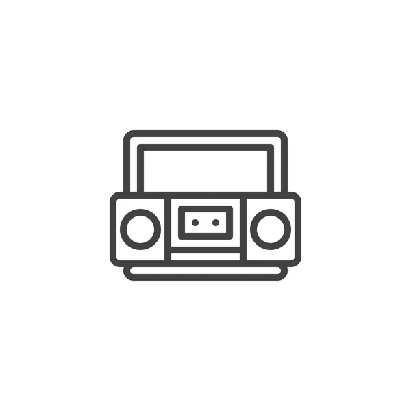 Retro cassette cinta grabadora línea icono — Vector de stock