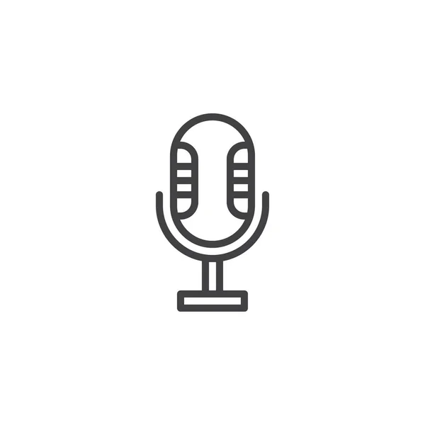 Icono de línea de micrófono antiguo — Vector de stock