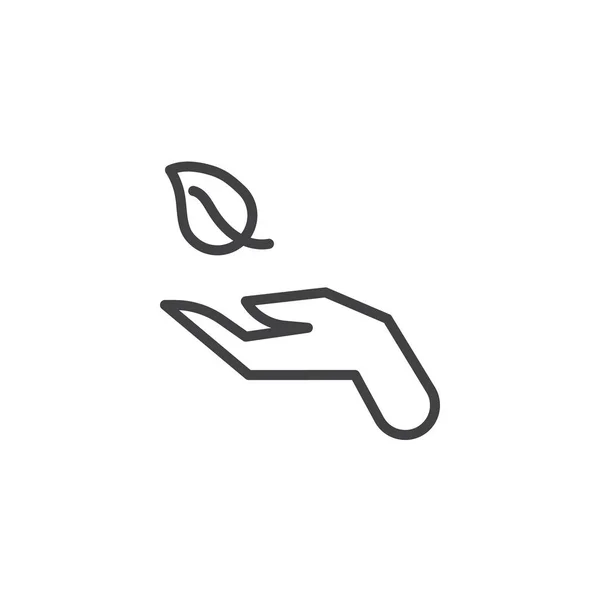 Ikona čáry rukou a listu — Stockový vektor
