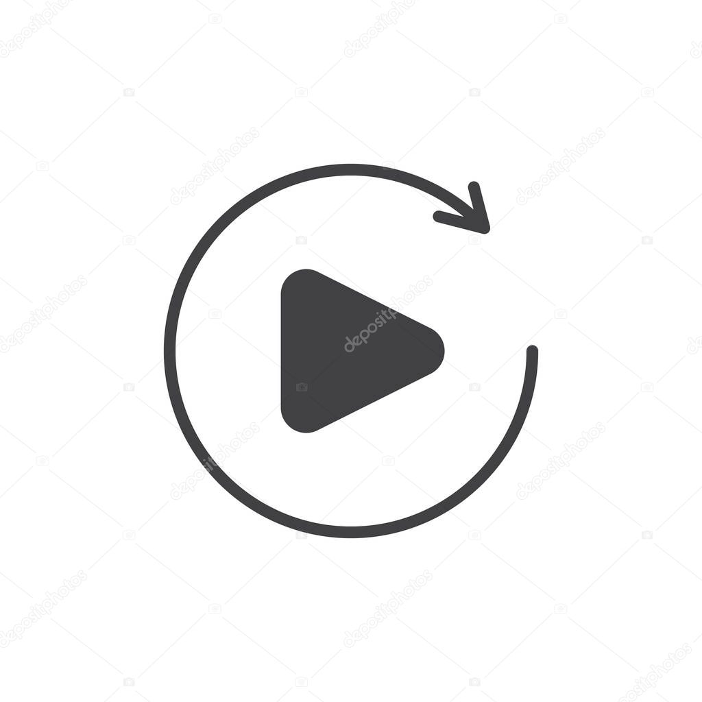 Music refresh button vector icon. filled flat sign for mobile concept and web design. Replay music glyph icon. Symbol, logo illustration. Vector graphics