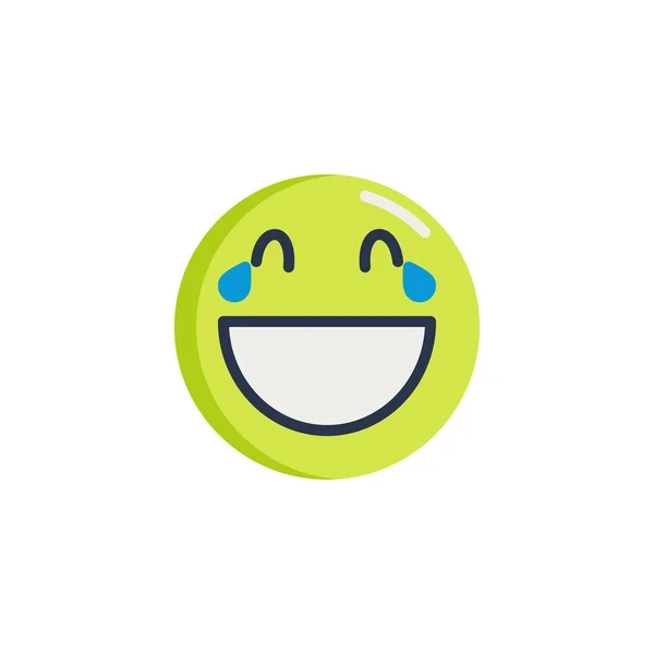 Laughing face emoticon flat icon — Stock Vector