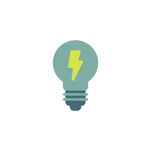 Bulb with lightning flat icon — Stock Vector