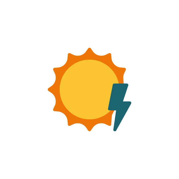 Sun and lightning flat icon — Stock Vector