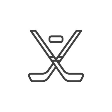 Çapraz Hokey Sopaları ve disk çizgi simgesi