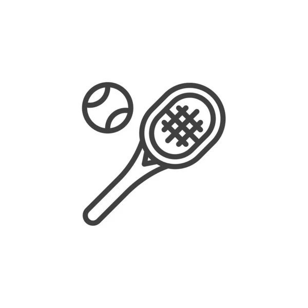볼 라인 아이콘이 있는 테니스 라켓 — 스톡 벡터