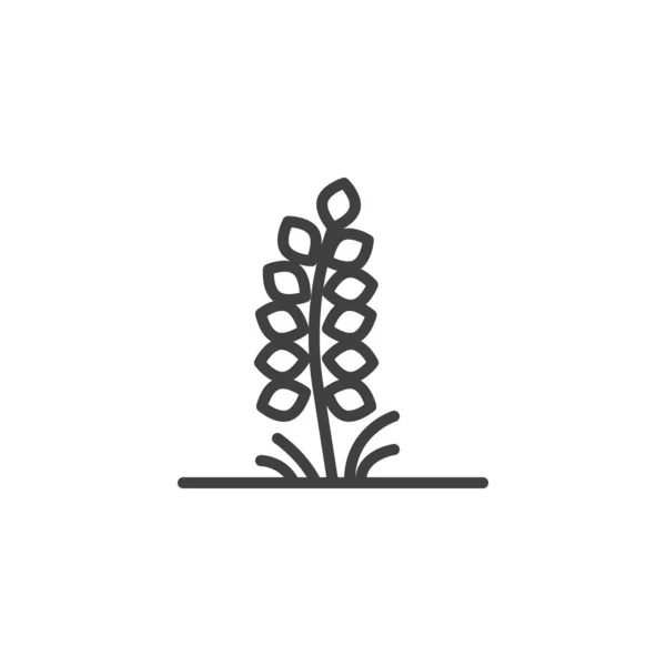 Planta com ícone de linha de folhas —  Vetores de Stock