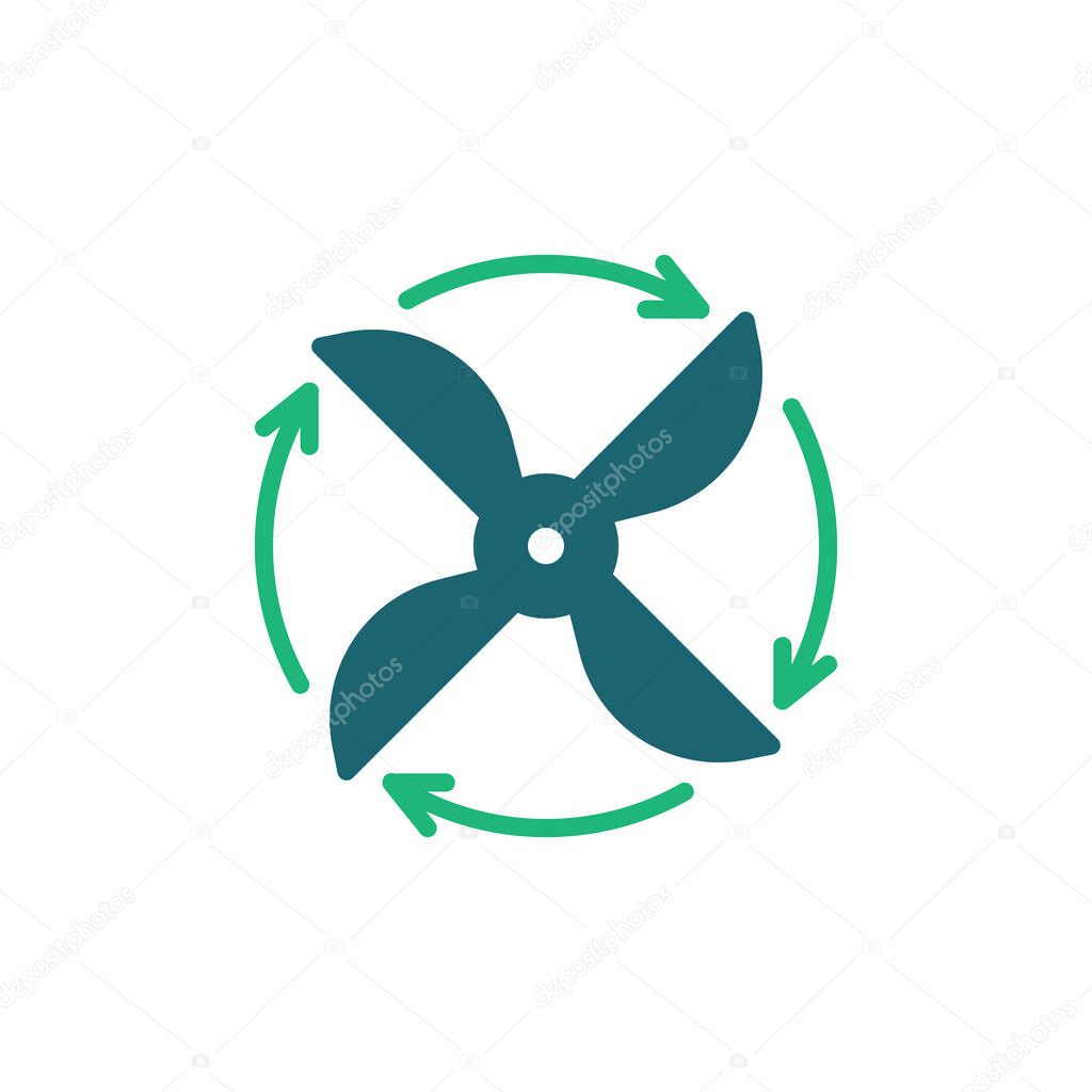 Fan rotation direction flat icon