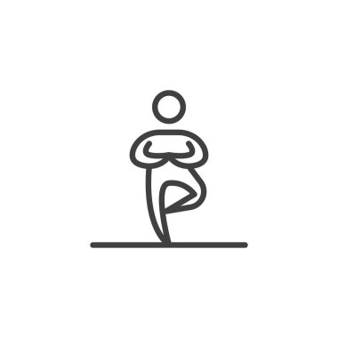 Yoga duran poz çizgisi simgesi