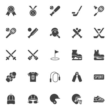 Spor ekipmanı vektör simgeleri ayarlandı