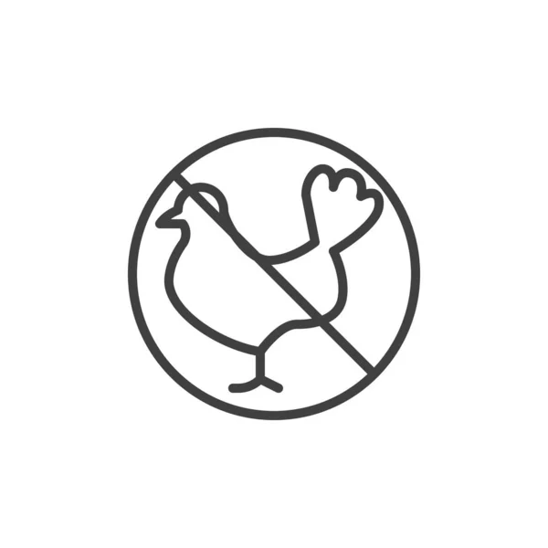 Geen kip verbod teken lijn icoon — Stockvector
