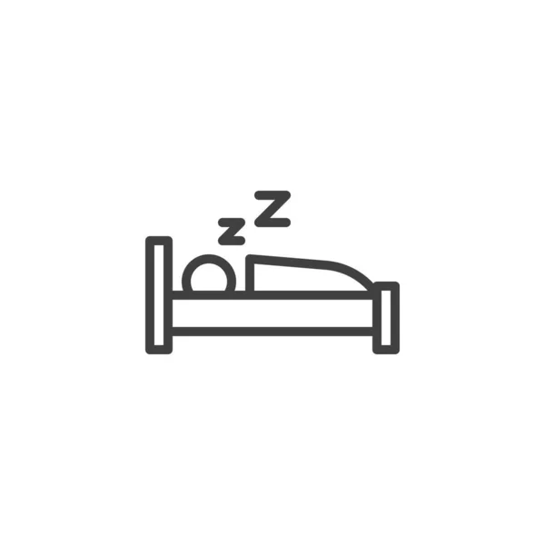 Sueño profundo, hombre durmiendo icono de la línea — Vector de stock