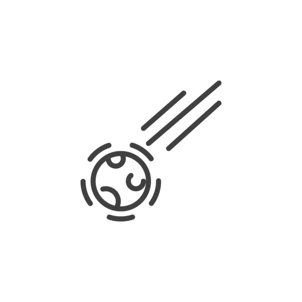 Fallande asteroid linje ikon — Stock vektor